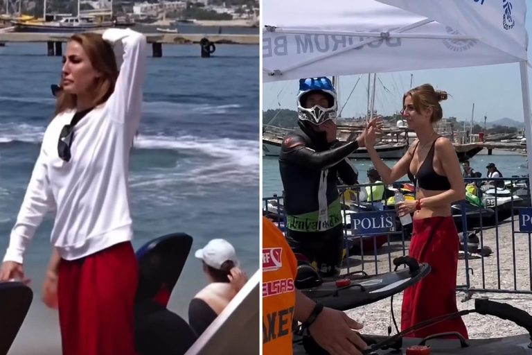 Çağla Şıkel Bodrum Jetsurf Şampiyonası’nda oğlu için büyük heyecan yaşadı